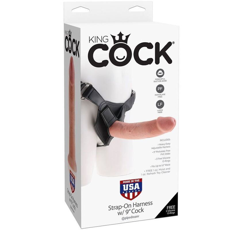 King cock strap-on harness with realistic dildo natural 22.9cm sex toy