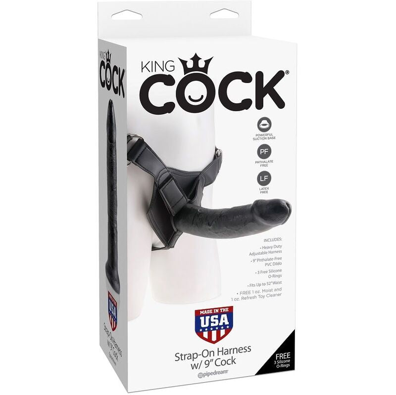 King Cock Harness mit realistischem Dildo, schwarz, 22,9 cm