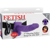 Fetish fantasy series 7" vibrator harness with hollow testicles man 17.8cm purple