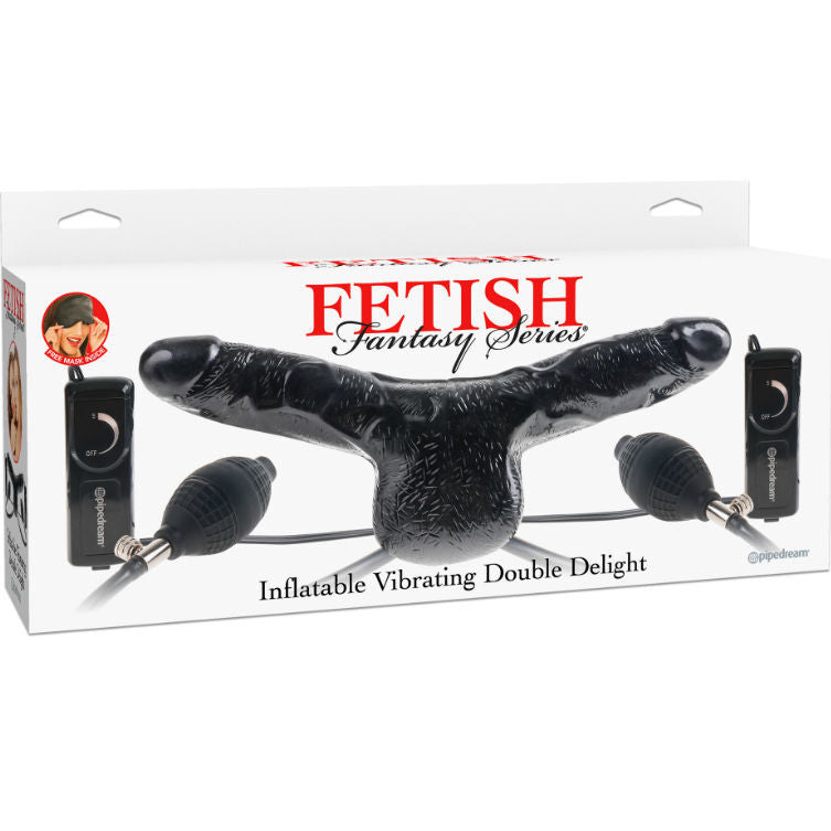 Fetish fantasy series black inflatable vibrating double delight double penis sex toy