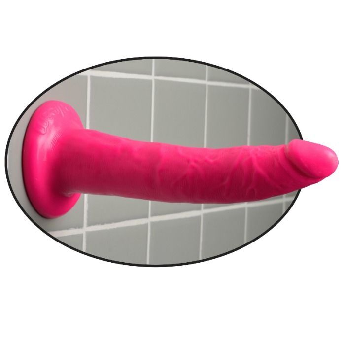 Dillio dildo with suction cup 17.8cm - pink