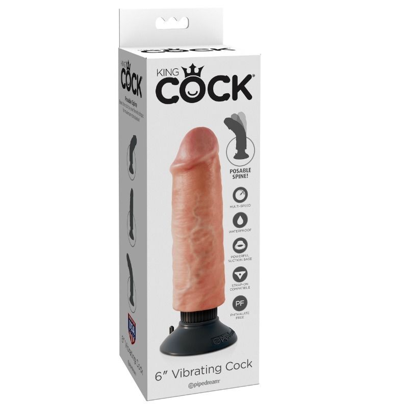 Realistic dildo vibrator king cock 15.24cm natural multispeed sex toy