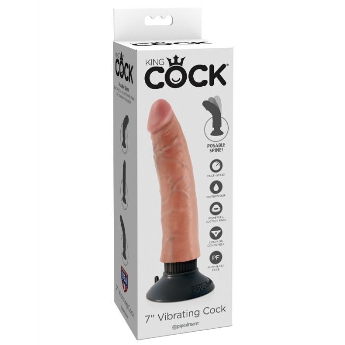 King cock vibrating realistic dildo 17.78cm sex toy natural suction cup