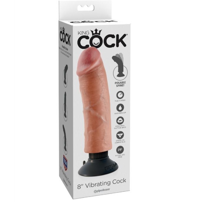 Dildo realistico con vibratore multivelocità da 20,32 cm, giocattolo sessuale con gallo reale naturale