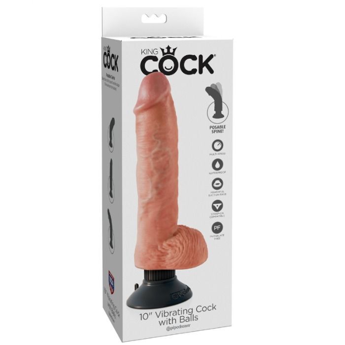 King cock realistic dildo color carne 25.5cm vibrator with testicles sex toy