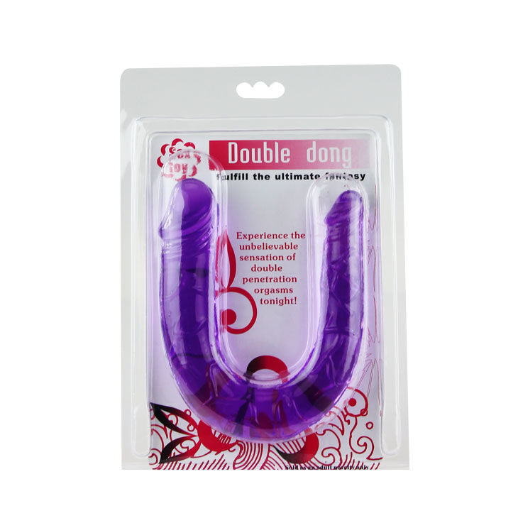 Double dong double head dildo purple flexible jelly anal and vaginal