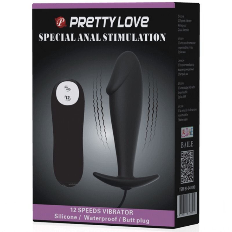 12Speeds vibrator anal stimulation silicone anal plug penis form pretty love sex toy