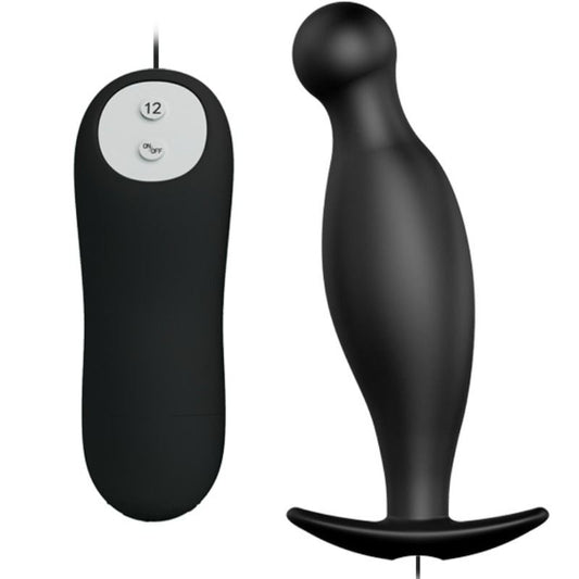 Anal plug with remote control ergonomic top quality silicone 12 speed black toy