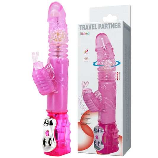 Female vibrator up&down rabbit rotator stimulator travel partner sex toy pink