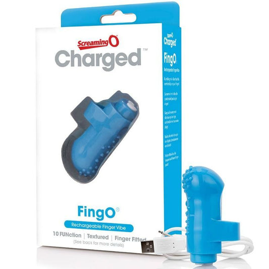 Rechargeable thimble sex toy screaming O fingO blue finger vibrating stimulation