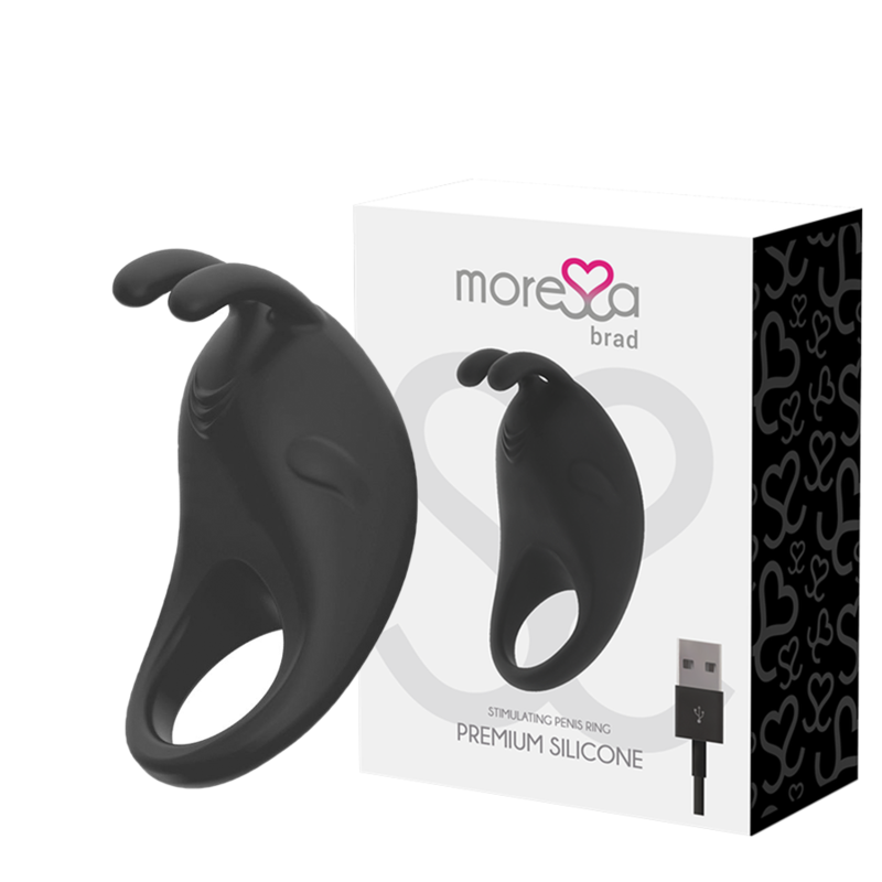 Moressa Brad, anello fallico ricaricabile in silicone premium, vibratore giocattolo sessuale nero ritardante