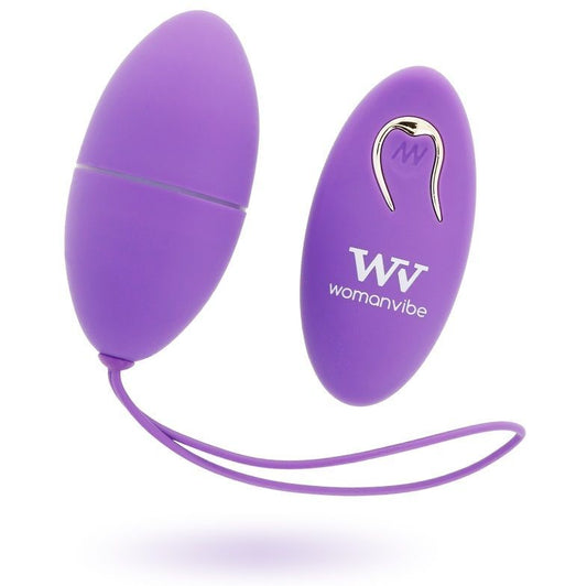 Womanvibe alsan remote control vibrating egg silicone purple sex toy
