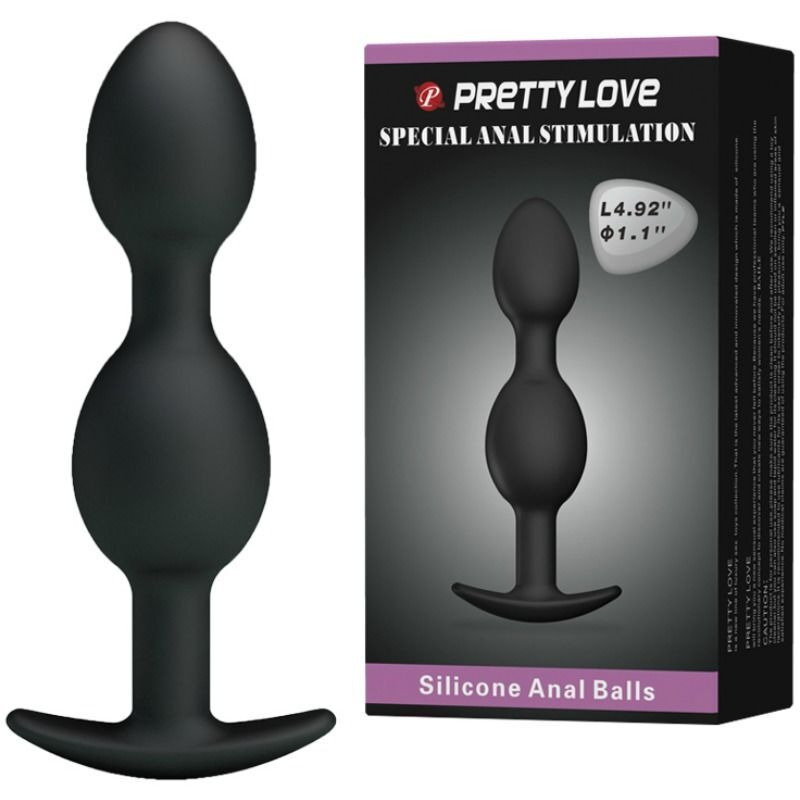 Anal dildo plug silicone beads prostate massager sex toy pretty love 12.5cm black