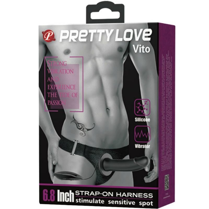Pretty love - vito strap-on con dildo cavo e vibrazione 17,3 cm