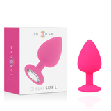 Intense shelki size L anal plug fuchsia sex toy soft silicone with diamond base
