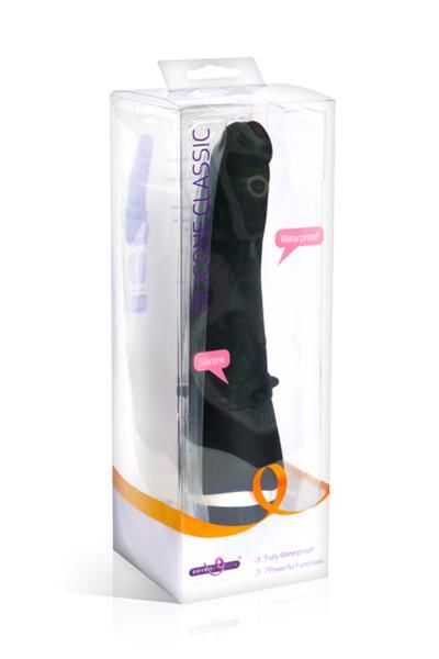 Seven Creations klassischer Silikon-Penis in Schwarz, realistisch, 21 cm