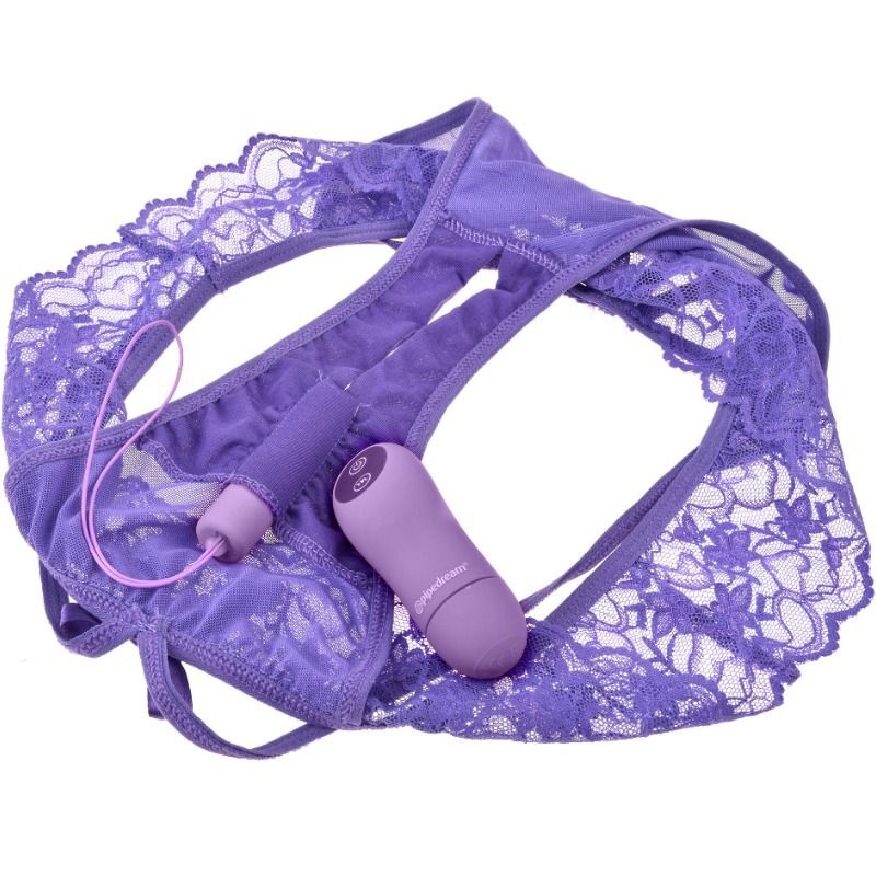 Fantasy for her crotchless panty thrill-her vibrator thong with opening sex toy