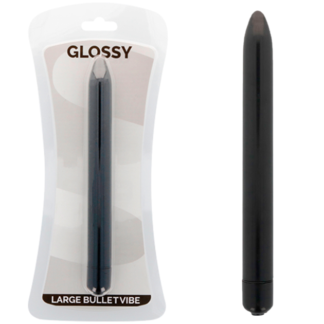 Large bullet vibe glossy slim vibrator black sex toy massager g-spot