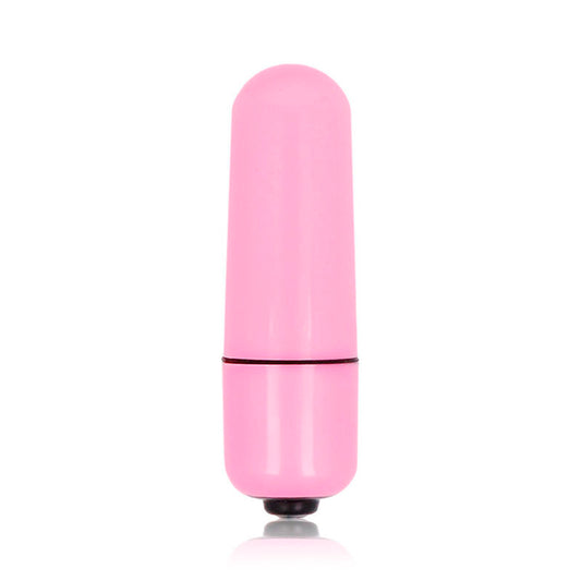 Micro vibratore femminile con micro sex toy rosa intenso, lucido, con vibrazione a pallottola