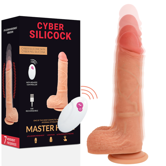 Cyber ​​silicone realistico telecomando master huck dildo giocattolo del sesso su e giù