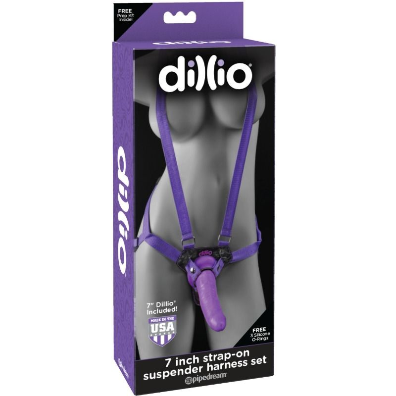 Dillio 7 inch strap-on harness with straps and dildo 17.8cm