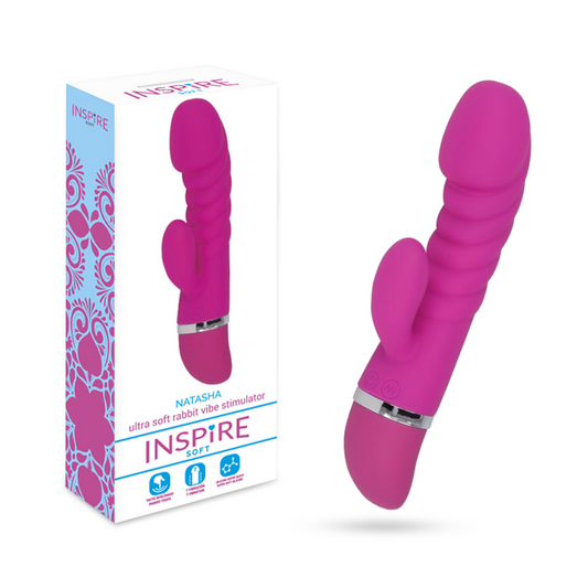 Inspire soft natasha pink massager sex toy women ultra soft rabbit stimulator vibrator