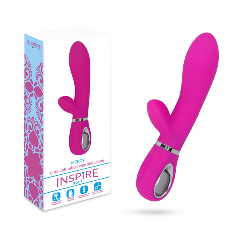 Inspire soft mercy vibrator pink sex toy ultra soft rabbit vibe stimulator waterproof