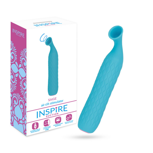 Inspirazione stimolatore clitorideo saige air turchese sex toy con aspirazione