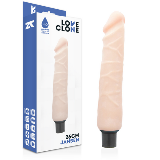 Sexspielzeug-Vibrator, realistischer Dildo, selbstschmierender Penis, natürlich, 26 cm, Loveclone Jansen