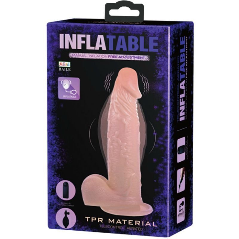 Realistic dildo inflatable and vibrating with suction cup sex toy