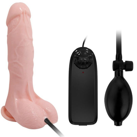 Inflatable and vibrating realistic dildo 18.8cm multispeed sex toy