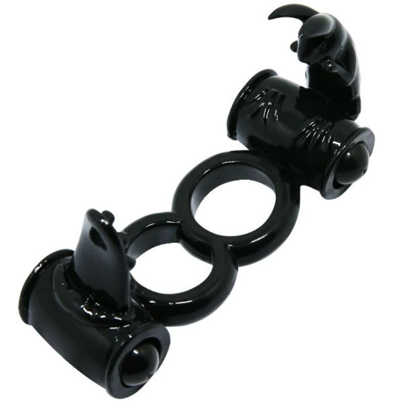 Baile sweet penis ring double cock ring with double rabbit for clit stimulation