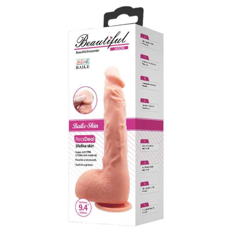 Jason realistischer Dildo, natürlich, 24 cm, G-Punkt-Saugnapf