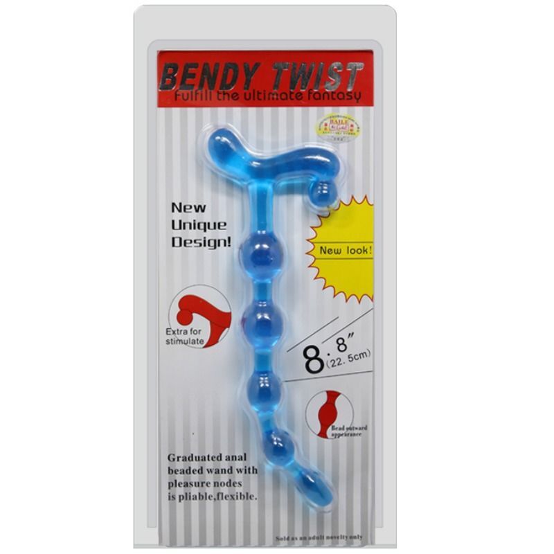 Bendy twist anal beads blue sex toy flexible massager women men