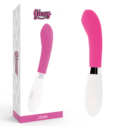 Glossy john vibrator pink stimulation clitoris sex toy curve women