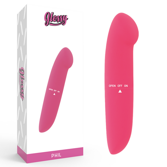 Glossy phil vibrator pink g-spot stimulation sex toy smooth silky massager women