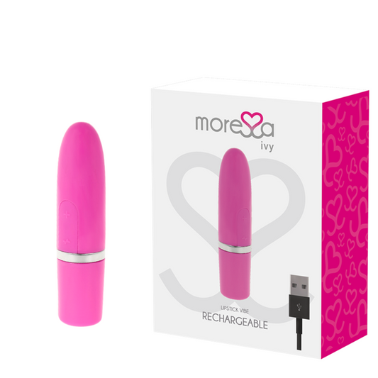 Moressa ivy vibrator rechargeable pink stimulator travel sex toy adult lipstick vibe