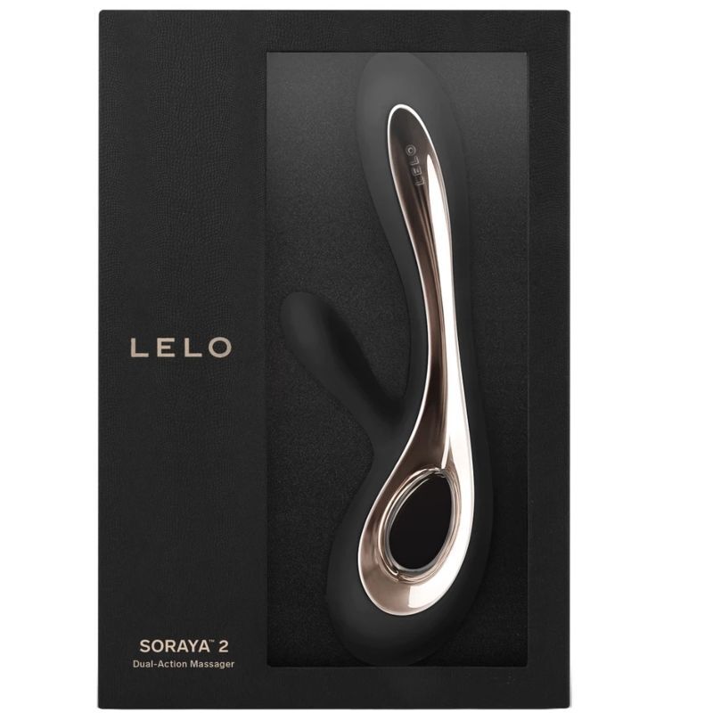 Lelo Soraya 2 schwarzer weicher Silikon-Sexspielzeugstimulator G-Punkt-Kaninchenvibrator