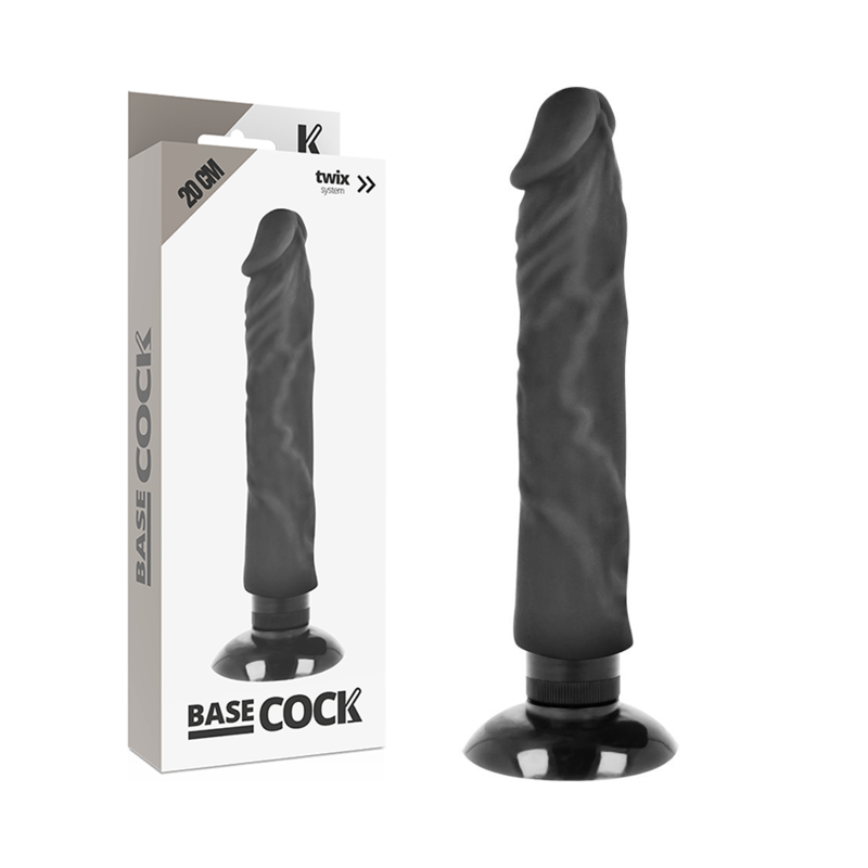 Basecock vibratore tattile realistico 2-1 dildo nero 20 cm sex toy