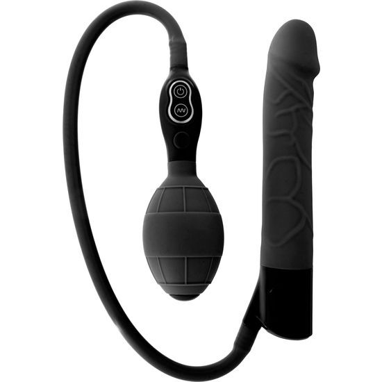 Sevencreations inflatable vibrator black dildo sex toy unisex multispeed easy pump