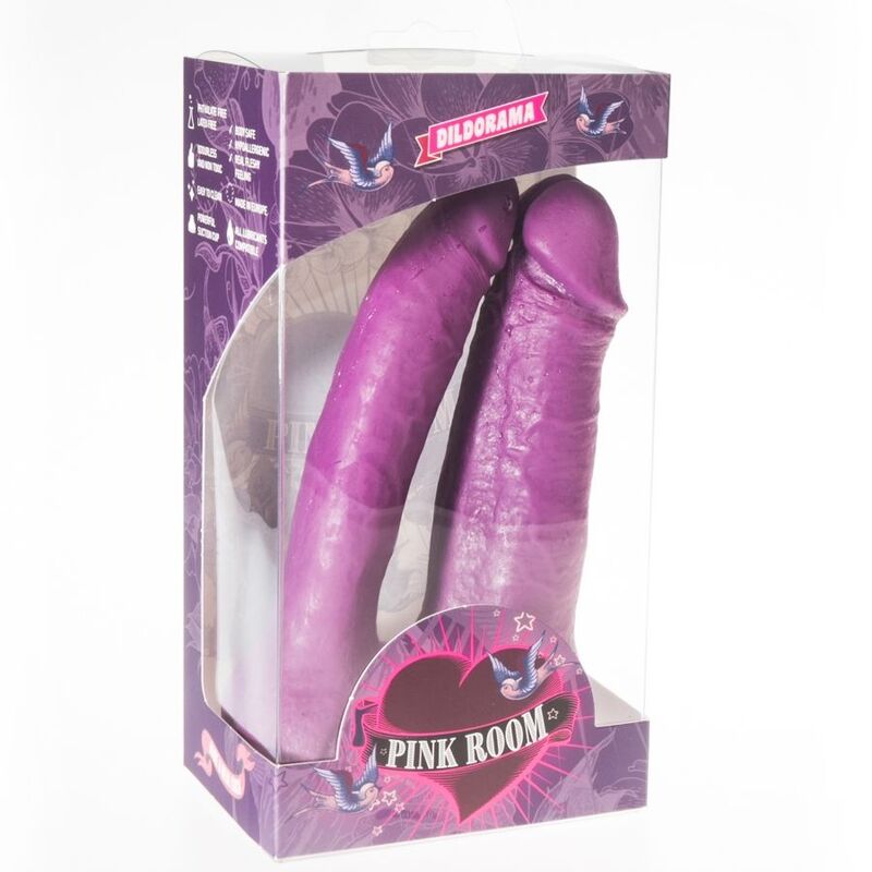 Pink room arhus realistic double dildo purple 17cm/15.5cm