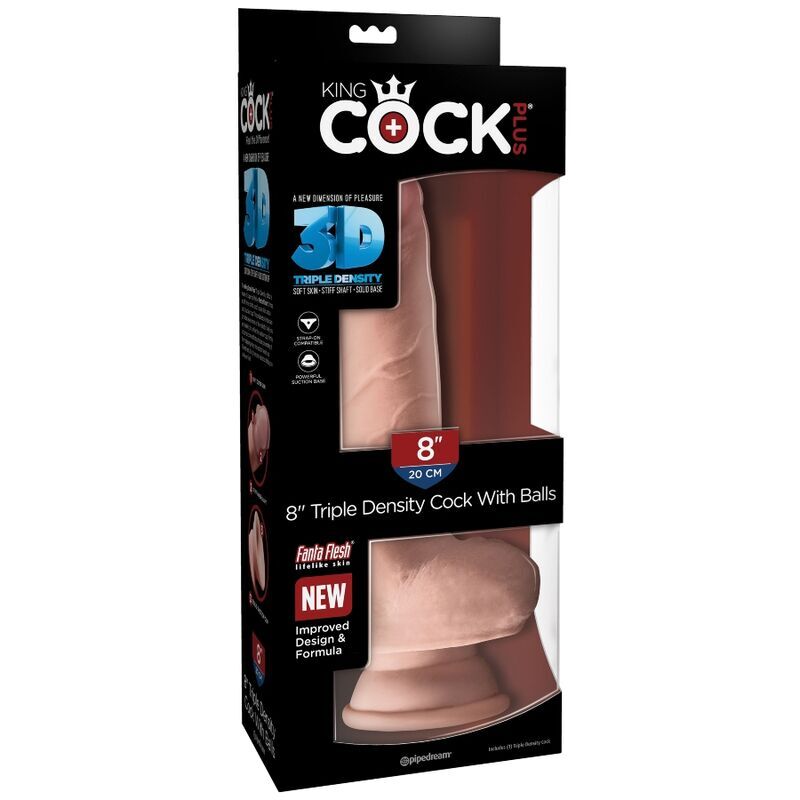 King cock dildo realistic 18.4cm triple density ball suction cup woman sex toy
