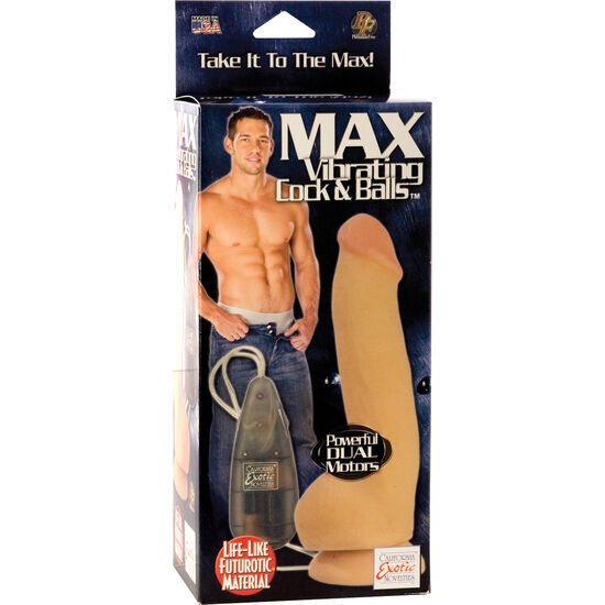 Calex max realistic penis with double vibrator cock and balls sex toy