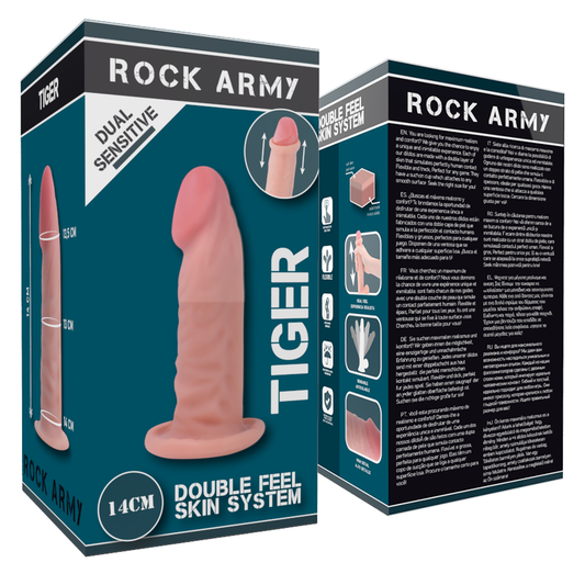 Rockarmy dual density tiger realistic dildo 14cm sex toys
