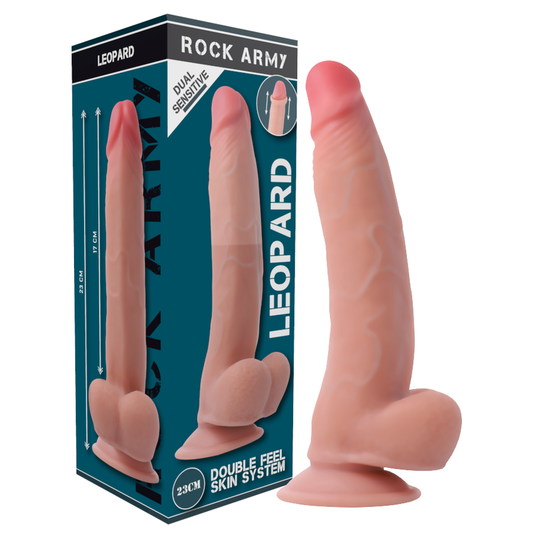 Rockarmy realistischer Dual-Density-Dildo mit Leopardenmuster, 23 cm