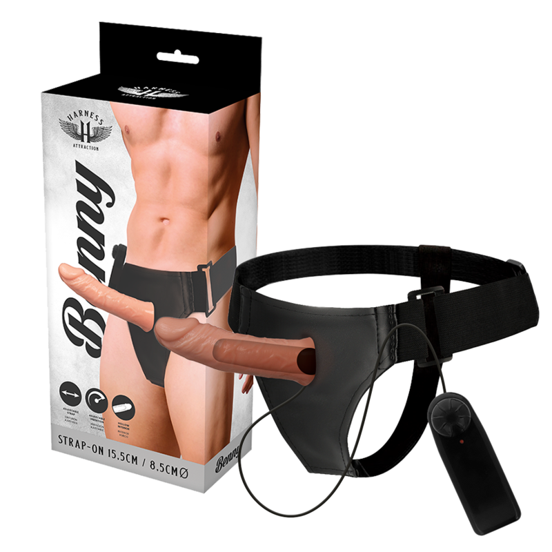 Harness attraction benny hollow strap-on with vibrator 15 X 4.5cm