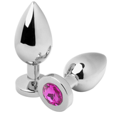 Sex toy anal plug metal hard with diamond pink medium 7.62cm women men