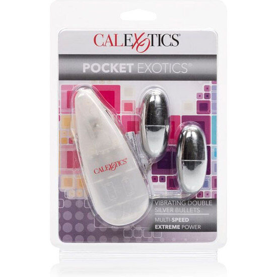 Calex vibrating bullet silver duo sex toy multi-speed stimulating pocket exotics