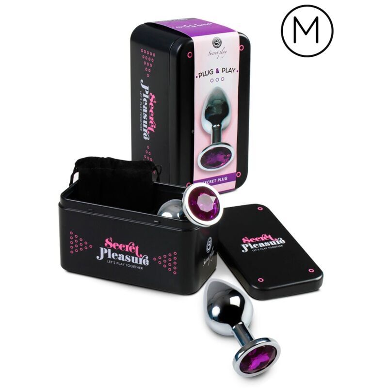 Secret play metal anal plug purple M stimulating sex toy for women men couple