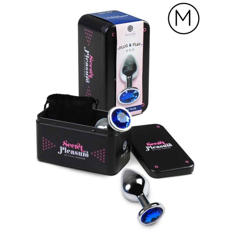 Secretplay anal plug blue M sex toy ultra-smooth aluminum for stimulating